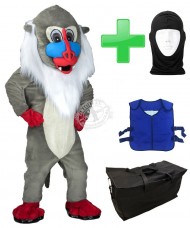 Kostüm Pavian / Affe 8 + Kühlweste "M24"+ Tasche "Star" + Hygiene Maske (Hochwertig)