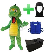 Kostüm Krokodil 5 + Kühlweste "Blue M24" + Tasche "Star" + Hygiene Maske (Hochwertig)