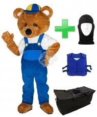 Kostüm Bär 20 + Kühlweste "Blue M24" + Tasche "Star" + Hygiene Maske (Hochwertig)