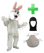 Angebot Oster Hasen Kostüm Grau + Kissen + Hygiene Maske (Promotion Qualität)
