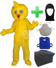 Kostüm Küken 2 + Kissen + Kühlweste "Blue M24" + Tasche "L" + Hygiene Maske (Hochwertig)