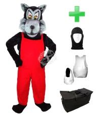 Kostüm Wolf 5 + Haube + Kissen + Tasche (Werbefigur)