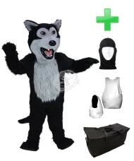 Kostüm Wolf 6 + Haube + Kissen + Tasche (Werbefigur)
