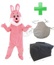 Kostüm Hasen Maskottchen 17 "mit sichbaren Gesicht" + Kissen + Tasche "L" (Promotion)