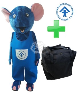 DKSB Elefant Kostüm Maskottchen 2 + Logo + Tasche T2 (Hochwertig)
