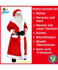 Weihnachtsmann / Nikolaus Kostüm Profi XXL komplett (198j 1)