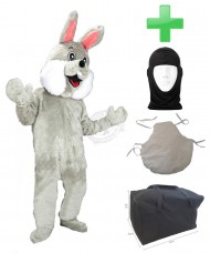 Walking Act Hasen Kostüm 74p Grau + Kissen + Tasche "L" + Hygiene Maske (Promotion)