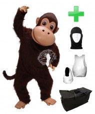 Kostüm Affe 1 + Haube + Kissen + Tasche (Werbefigur)