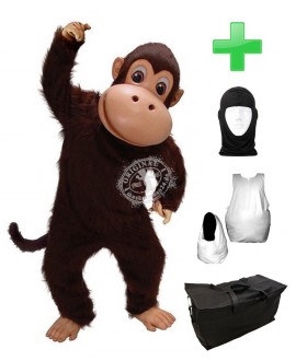 Kostüm Affe 1 + Haube + Kissen + Tasche (Werbefigur)