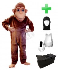 Kostüm Affe 2 + Haube + Kissen + Tasche (Werbefigur)