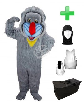 Kostüm Pavian Affe 1 + Haube + Kissen + Tasche (Professionell)