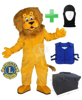 "Lions Club International" Löwen Kostüm + Tasche "L" + Kühlweste "M24" + Hygiene Maske (Hochwertig)