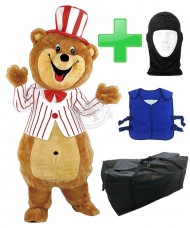 Kostüm Bär 22 + Kühlweste "Blue M24" + Tasche "XL" + Hygiene Maske (Hochwertig)