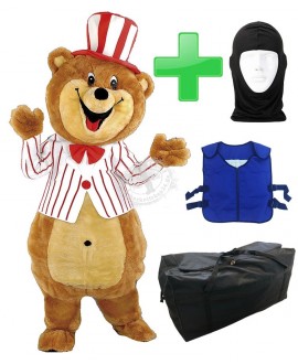 Kostüm Bär 22 + Kühlweste "Blue M24" + Tasche "XL" + Hygiene Maske (Hochwertig)