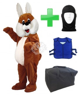 Kostüm Hase 9 + Kühlweste "Blue M24" + Tasche "L" + Hygiene Maske (Hochwertig)