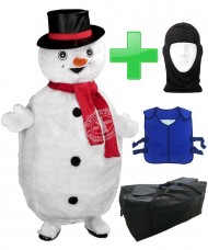 Kostüm Schneemann 1 + Kühlweste "Blue M24"+ Tasche "XL" + Hygiene Maske (Hochwertig)