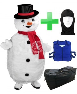 Kostüm Schneemann 1 + Kühlweste "Blue M24"+ Tasche "XL" + Hygiene Maske (Hochwertig)