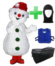 Kostüm Schneemann + Kühlweste "Blue M24" + Tasche "Star" + Hygiene Maske (Hochwertig)