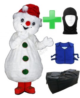 Kostüm Schneemann + Kühlweste "Blue M24" + Tasche "Star" + Hygiene Maske (Hochwertig)