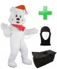 Kostüm Eisbär 6 Rot + Tasche "Star" + Hygiene Maske (Hochwertig)