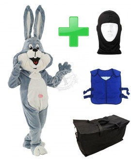 Kostüm Hase 11 + Kühlweste "Blue M24" + Tasche "Star" + Hygiene Maske (Hochwertig)