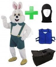 Kostüm Hase 10 + Kühlweste "Blue M24" + Tasche "Star" + Hygiene Maske (Hochwertig)