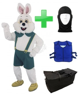 Kostüm Hase 10 + Kühlweste "Blue M24" + Tasche "Star" + Hygiene Maske (Hochwertig)