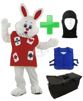 Kostüm Hasen 12 + Kühlweste "Blue M24" + Tasche "Star" + Hygiene Maske (Hochwertig)