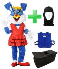 Kostüm Hasen 16 + Kühlweste "Blue M24" + Tasche "Star" + Hygiene Maske (Hochwertig)