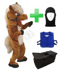 Kostüm Pferd 6 + Kühlweste "Blue M24" + Tasche "Star" + Hygiene Maske (Hochwertig)