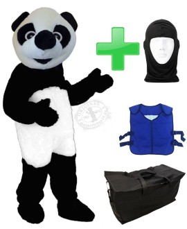 Kostüm Panda 5 + Kühlweste "M24"+ Tasche "Star" + Hygiene Maske (Hochwertig)