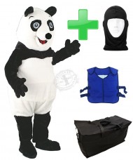 Kostüm Panda 6 + Kühlweste "Blue M24" + Tasche "Star" + Hygiene Maske (Hochwertig)