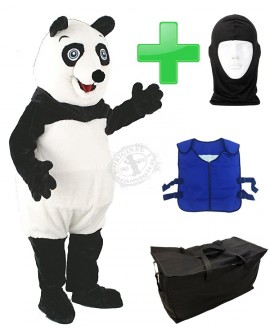 Kostüm Panda 6 + Kühlweste "Blue M24" + Tasche "Star" + Hygiene Maske (Hochwertig)