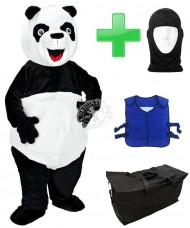 Kostüm Panda 3 + Kühlweste "Blue M24"+ Tasche "Star" + Hygiene Maske (Hochwertig)