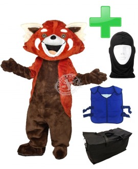 Kostüm Roter Panda + Kühlweste "Blue M24" + Tasche "Star" + Hygiene Maske (Hochwertig)