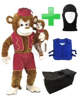 Kostüm Affe 7 + Kühlweste "Blue M24" + Tasche "Star" + Hygiene Maske (Hochwertig)