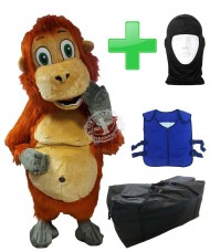 Kostüm Orang Utan / Affe + Kühlweste "Blue M24" + Tasche "XL" + Hygiene Maske (Hochwertig)