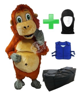 Kostüm Orang Utan / Affe + Kühlweste "Blue M24" + Tasche "XL" + Hygiene Maske (Hochwertig)
