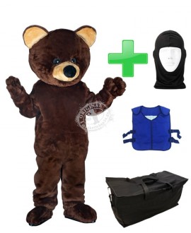 Kostüm Bär 21 + Kühlweste "Blue M24" + Tasche "Star" + Hygiene Maske (Hochwertig)