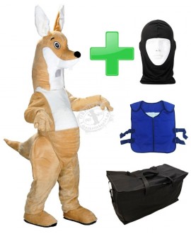 Kostüm Känguru 4 + Kühlweste "Blue M24" + Tasche "Star" + Hygiene Maske (Hochwertig)