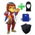 Kostüm Löwe 11 + Kühlweste "Blue M24" + Tasche "L2" + Hygiene Maske (Hochwertig)
