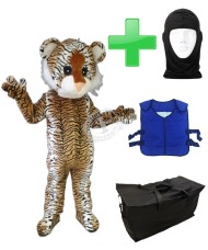 Kostüm Tiger 16 + Kühlweste "Blue M24" + Tasche "Star" + Hygiene Maske (Hochwertig)
