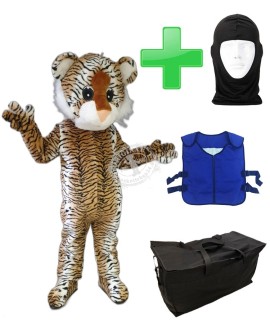 Kostüm Tiger 16 + Kühlweste "Blue M24" + Tasche "Star" + Hygiene Maske (Hochwertig)