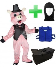 Kostüm Schwein 6 + Kühlweste "Blue M24" + Tasche "Star" + Hygiene Maske (Hochwertig)