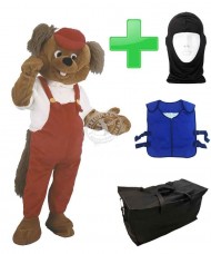 Kostüm Hund 23 + Kühlweste "Blue M24" + Tasche "Star" + Hygiene Maske (Hochwertig)