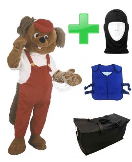 Kostüm Hund 23 + Kühlweste "Blue M24" + Tasche "Star" + Hygiene Maske (Hochwertig)