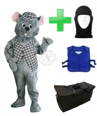 Kostüm Maus 24 + Kühlweste "Blue M24" + Tasche "Star" + Hygiene Maske (Hochwertig)