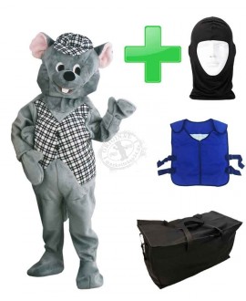 Kostüm Maus 24 + Kühlweste "Blue M24" + Tasche "Star" + Hygiene Maske (Hochwertig)
