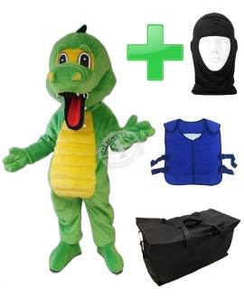 Kostüm Krokodil 5 + Kühlweste "Blue M24" + Tasche "Star" + Hygiene Maske (Hochwertig)