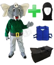 Kostüm Elefant 10 + Kühlweste "Blue M24" + Tasche "Star" + Hygiene Maske (Hochwertig)